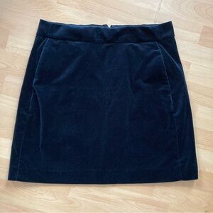 J Crew Navy Blue Velvet Stretch Cotton Skirt with Pockets
